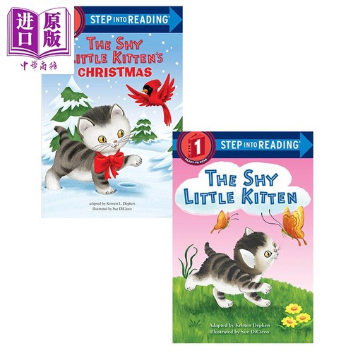 兰登阅读进阶1 害羞的小猫2册套装 Step into Reading Shy Little Kitten 英文原版 儿童分级阅读 英语启蒙图画书【中商原版?