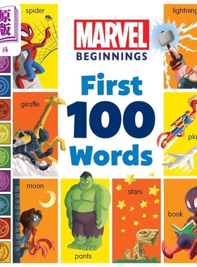 现货 漫威的100个单词 Marvel First 100 Words 英文原版 儿童纸板书绘本 早期单词学习图画书 进口低幼童书 0-3岁【中商原版】
