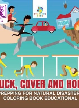 海外直订Duck, Cover and Hold Prepping for Natural Disasters Coloring Book Educational 鸭、盖、抱自然灾害预科彩色图
