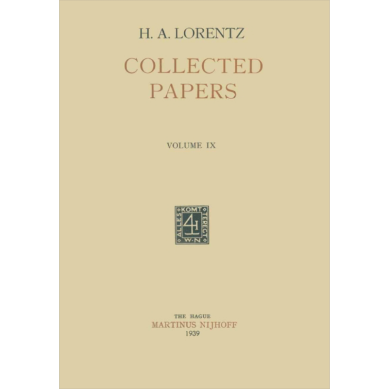 现货 论文集 卷九 荷兰语版 Collected Papers  Volume IX 英文原版 HA Lorentz【中商原版】
