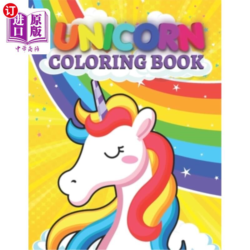 海外直订unicorn coloring book: magical anime unicorn cute