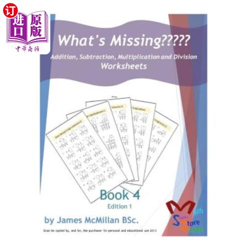 海外直订What's Missing Addition, Subtraction, Multiplication and Division Book 4: Grades 缺失的加减乘除课本4年级(6