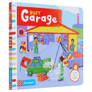 【中商原版】繁忙的车库 英文原版 Busy Books：Busy Garage进口儿童纸板书 儿童玩具纸板游戏操作书 带小机关 纸板游戏操作?