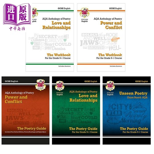英国原版CGP GCSE English Literature AQA Poetry Guide 英语文学 诗歌选集/复习指南/练习册 Revision Workbook【中商原版】