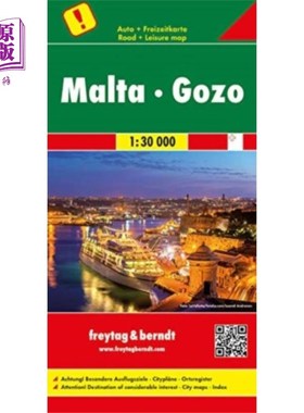 海外直订Malta - Gozo, Destination of Considerable Intere... 马耳他-戈佐岛，旅游胜地路线图1:30 000
