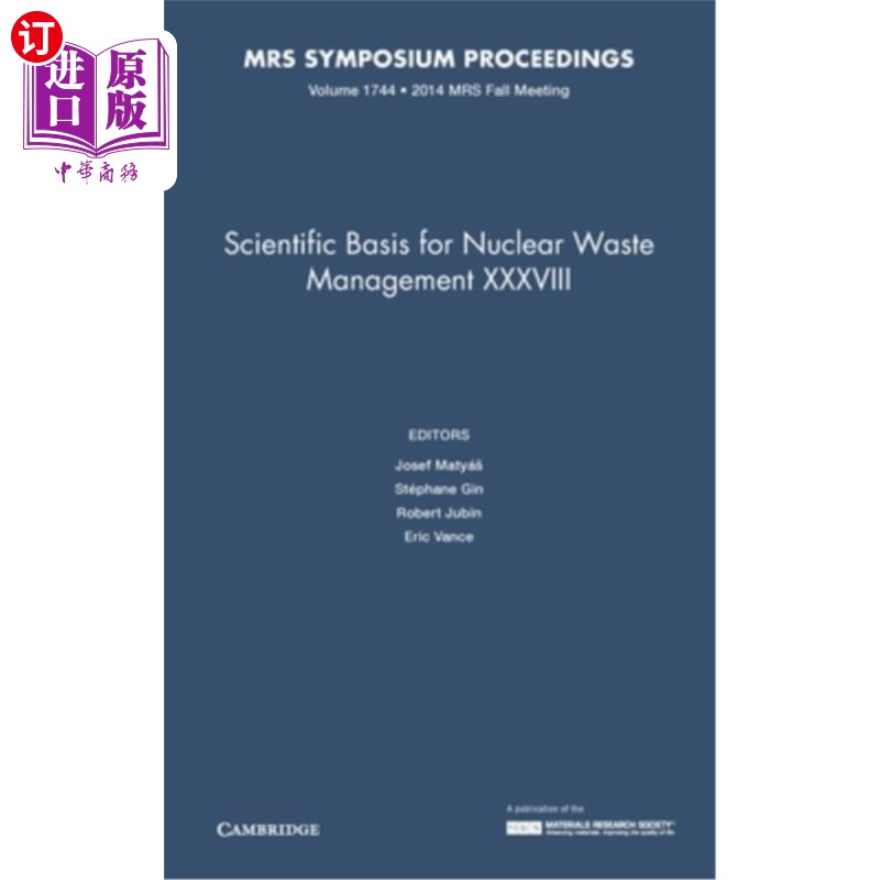 海外直订Scientific Basis for Nuclear Waste Management XXXVIII 核废料管理的科学依据
