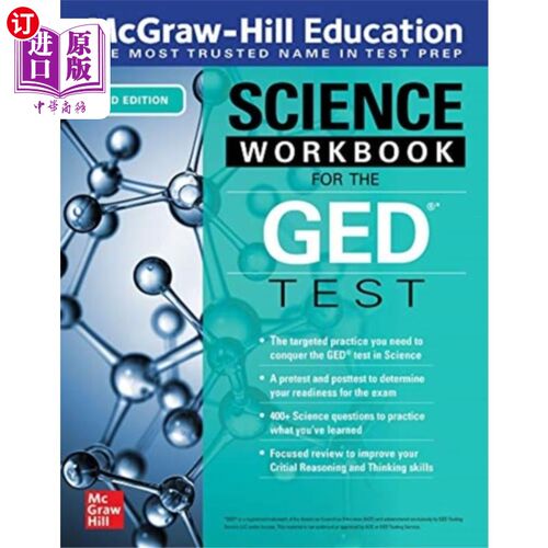 海外直订McGraw-Hill Education Science Workbook for the G... 麦格劳-希尔教育科学工作手册为GED考试，第三版