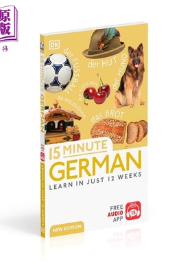 预售 15-Minute German DK 15分钟学德语 英文原版进口图书 德文语言学习 单词词汇语法书教辅【中商原版】