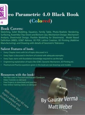 海外直订Creo Parametric 4.0 Black Book (Colored) Creo参数化4.0黑皮书（彩色）
