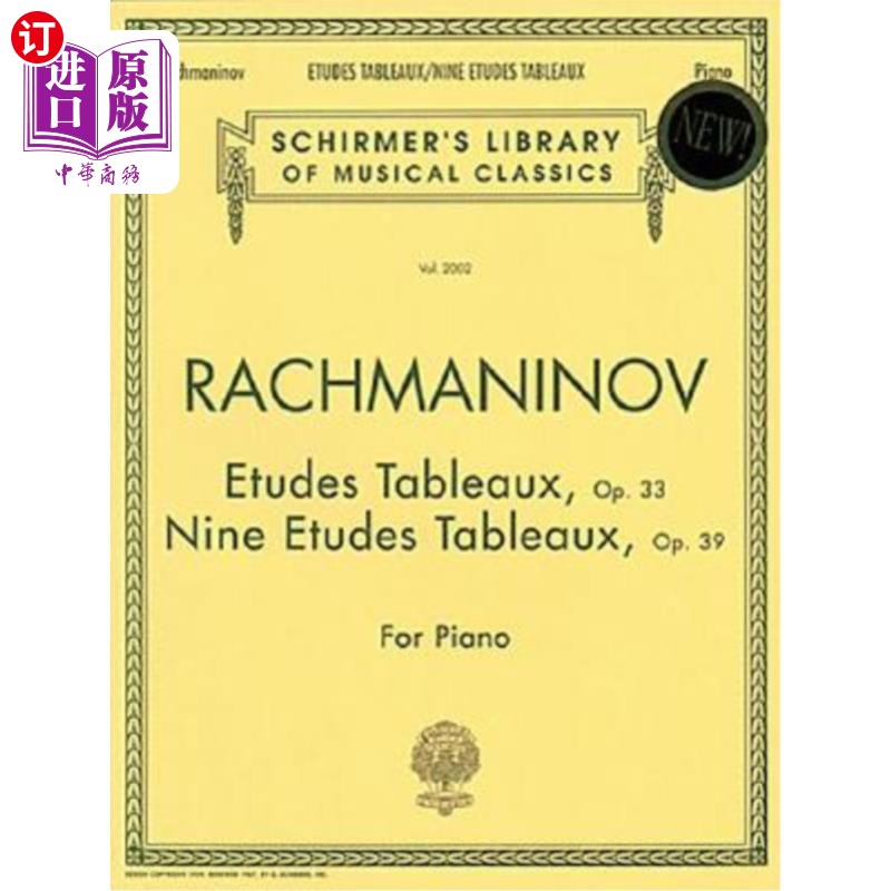 海外直订Etudes Tableaux, Op. 33& 39: Schirmer Library of Classics Volume 2002 Piano Sol练习曲台词，作品33和39：希