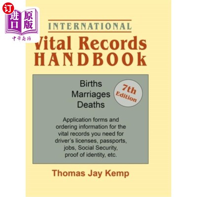 海外直订International Vital Records Handbook. 7th Edition: Births, Marriages, Deaths: Ap 国际生命记录手册。第7版:出