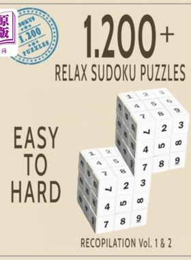 海外直订1.200 + Relax Sudoku Puzzles Easy to Hard: Brain Games of Logic- 5 Levels of Dif 1.200+轻松数独
