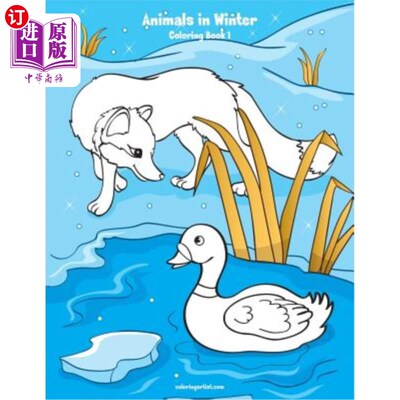 海外直订Animals in Winter Coloring Book 1 冬季动物彩绘书1