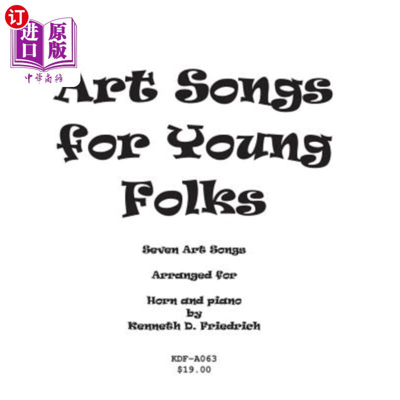 海外直订Art Songs for Young Folks - horn and piano 给年轻人的艺术歌曲——圆号和钢琴
