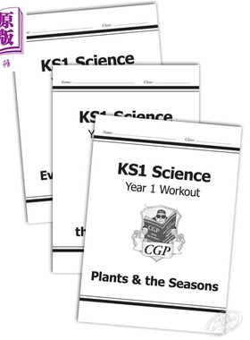 现货 英国CGP原版 KS1 Science Year 1 Workout 科学锻炼包套装 小学1年级 植物与四季+动物与人体+日常材料 5-6岁【中商原版】