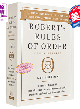 预售 Robert's Rules of Order Henry Robert 英文原版 罗伯特议事规则 美国组织议事规则的黄金标准 第12修订版【中商原版】