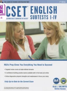 海外直订Cset English Subtests I-IV Book + Online Cset英语分测试I-IV卷+在线