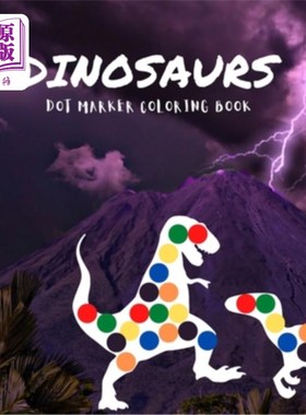 海外直订Dinosaurs: Dot Marker Coloring Book 恐龙：点标记着色书