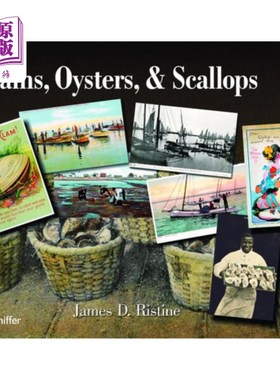 海外直订Clams, Oysters, & Scallops: A Postcard and Trade Card, Illustrated Album 蛤蜊，牡蛎和扇贝:明信片和贸易卡，