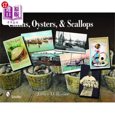 海外直订Clams, Oysters, & Scallops: A Postcard and Trade Card, Illustrated Album 蛤蜊，牡蛎和扇贝:明信片和贸易卡，
