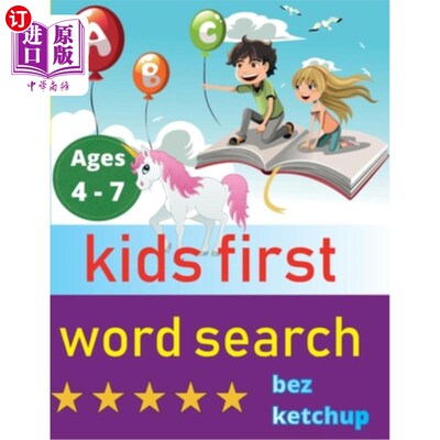 海外直订kids first word search: Easy Large Print Word Find Puzzles for Kids - Color in t 儿童第一个单词搜索：简单的