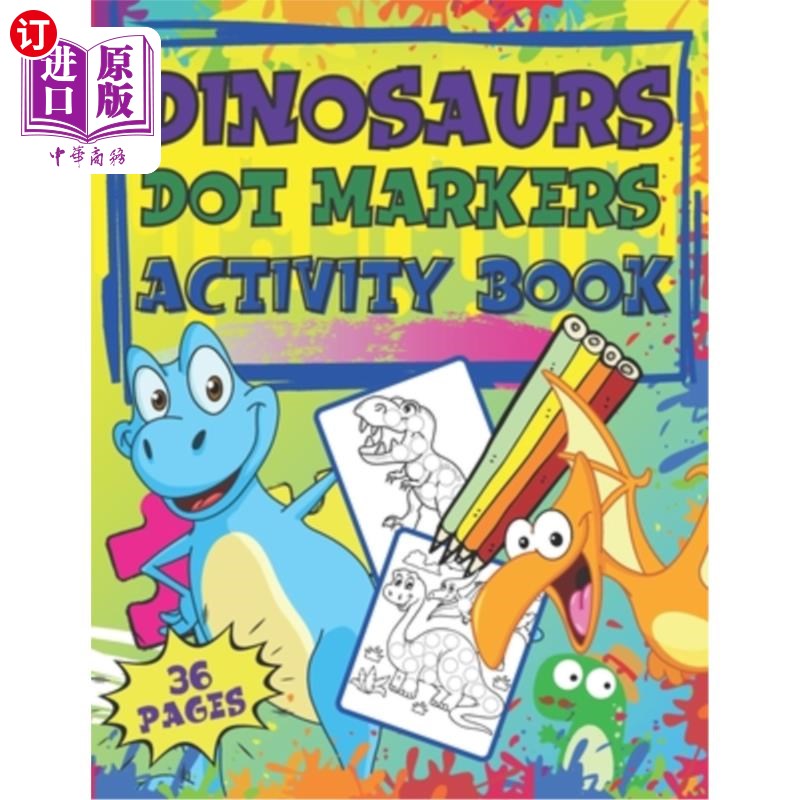 海外直订Dot Markers Activity Book Dinosaurs: Dot Marker Coloring Book for Toddlers & Kid 点标记活动书恐龙:点标记涂图片