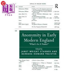 海外直订Anonymity in Early Modern England 现代早期英格兰的匿名性
