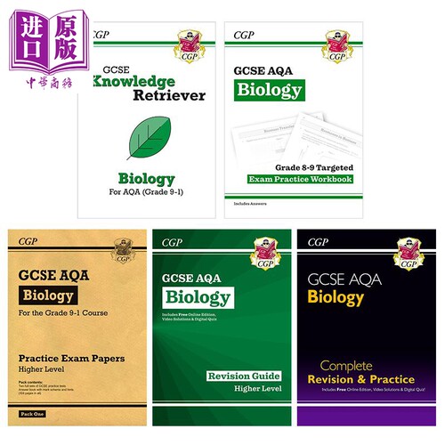 英国原版CGP GCSE Biology AQA  生物系列 复习指南/考试练习册/知识提纲/模拟考试卷/复习题卡/10分钟测试【中商原版】