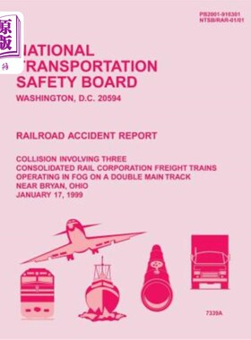 海外直订Railroad Accident Report: Collision Involving Three Consolidated Rail Corporatio 铁路事故报告:三辆联合铁路