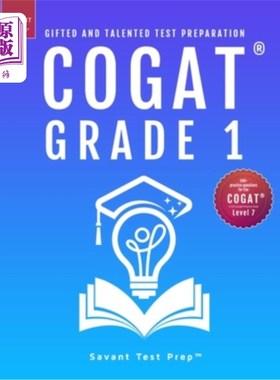 海外直订COGAT Grade 1 Test Prep: Gifted and Talented Test Preparation Book - Two Practic COGAT 1级考试