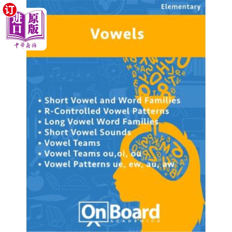 海外直订Vowels: R-Controlled Vowel Patterns, Long Vowel Word Families, Short Vowel Sound 元音：受R控制的元音模式，