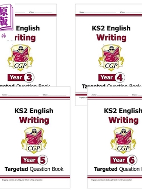 预售 英国CGP原版 KS2 English Writing Targeted Question Book 小学3-6年级 英语 写作针对问题书套装4册 含答案【中商原版】