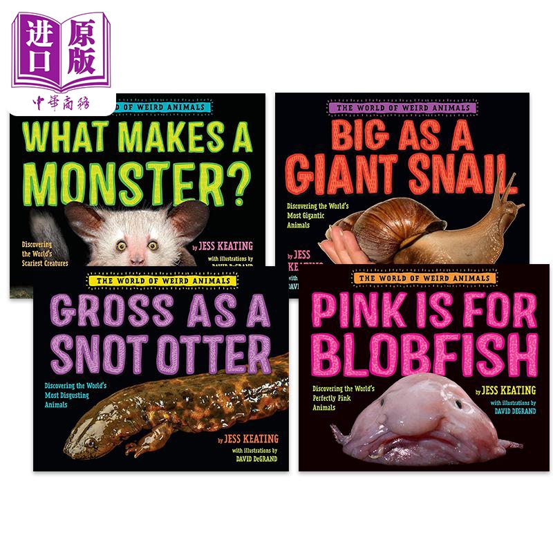 Jess Keating吓一跳的百科英文动物科普摄影书绘本4册套装Pink Is For Blobfish Monster Snot Otter Giant Snail【中商原版】