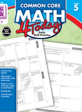 海外直订Common Core Math 4 Today, Grade 5: Daily Skill Practice 今天的普通核心数学4，5年级