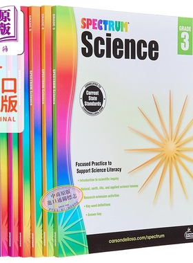 美国新课标教辅 光谱练习册  科学系列6册 小学3-8年级 Spectrum Science Grade 3-8 CarsonDellosa 英文原版【中商原版】