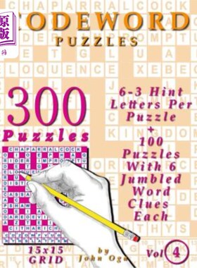 海外直订Codeword Puzzles: 300 Puzzles, Volume 4 字谜：300个字谜，第4卷