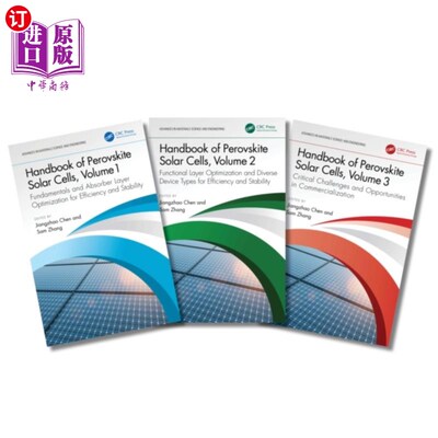 海外直订Handbook of Perovskite Solar Cells, Three-Volume... 钙钛矿太阳能电池手册，三卷集