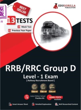 海外直订RRB Group D Level 1 Exam 2023 (English Edition) - 10 Full Length Mock Tests and  RRB D组1级考试