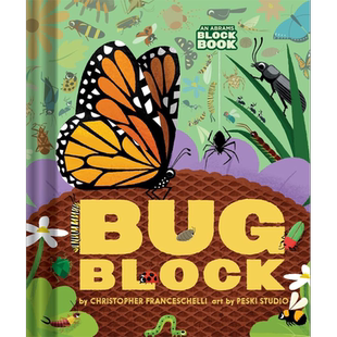 现货 An Abrams Block Book Bugblock 昆虫字母立体书 英文原版进口图书 儿童绘本 动物知识科普图画书 折叠翻翻页【中商原版】