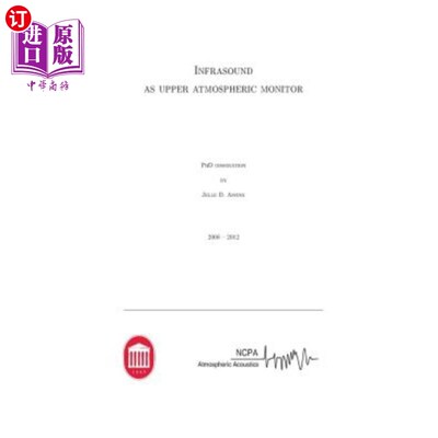 海外直订Infrasound as upper atmospheric monitor 次声波作为高层大气监测仪