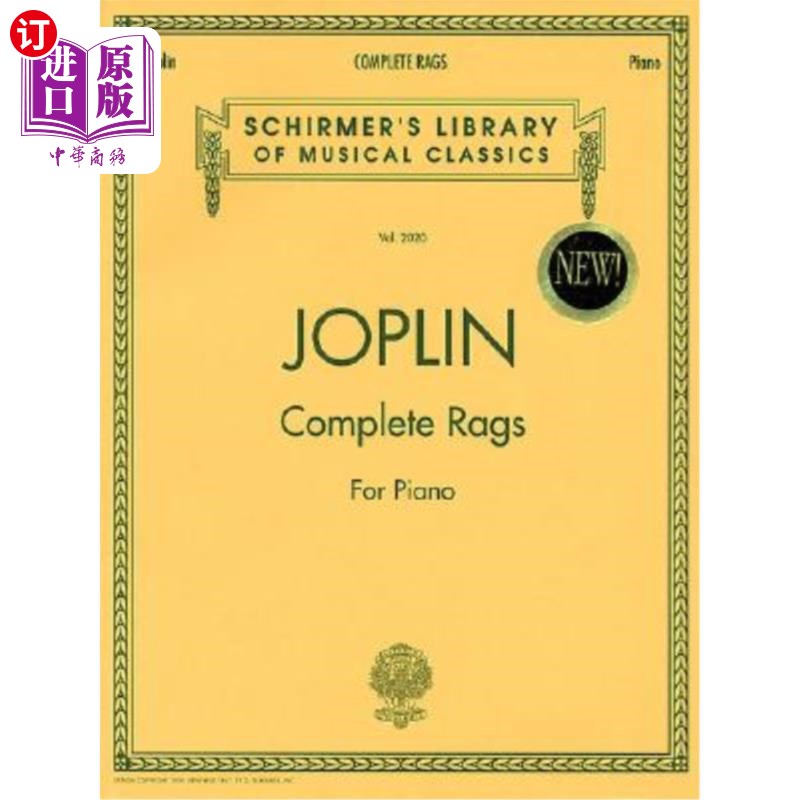 海外直订Joplin - Complete Rags for Piano: Schirmer Library of Classics Volume 2020 Piano 乔普林-钢琴全集：希默经典图书