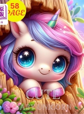 海外直订cute baby unicorn: Embark on a whimsical journey through 58 enchanting coloring  可爱的独角兽宝宝：通过58个