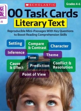 海外直订100 Task Cards: Literary Text: Reproducible Mini-Passages with Key Questions to  100个任务卡：文学文本：可