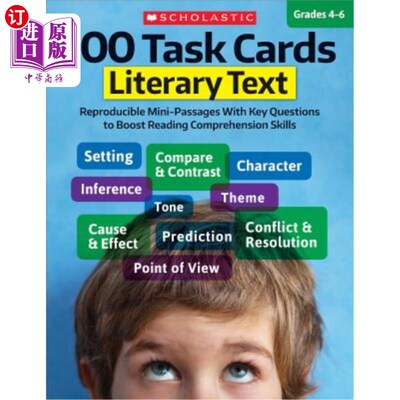 海外直订100 Task Cards: Literary Text: Reproducible Mini-Passages with Key Questions to  100个任务卡：文学文本：可