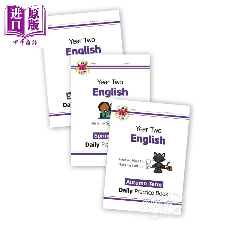 英国CGP原版 New KS1 English Daily Practice Book Year 2 每日英语练习套装 2年级 单词+标点+语法+篇章阅读 6-7岁 【中商?