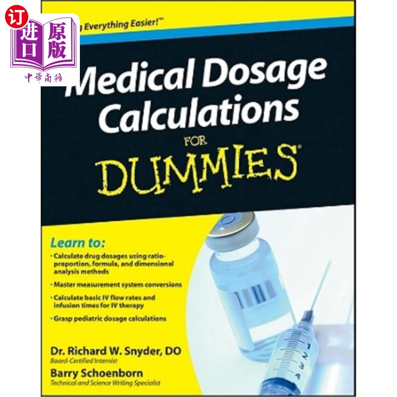 海外直订医药图书Medical Dosage Calculations for Dummies 假人医疗剂量计算