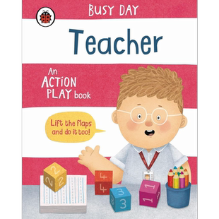 小瓢虫职业机关书 老师 Busy Day Teacher 英文原版 儿童纸板书翻翻书 亲子百科知识图画书 进口低幼童书2-5岁【中商原版】
