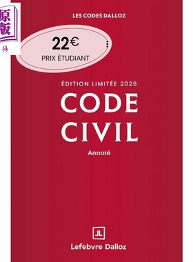 预售 【法文版】法国民法典 2026年版 附标注 CODE CIVIL 2026 ANNOTE 法文原版 Pascal Ancel【中商原版】
