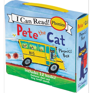 皮特猫自然拼读盒装12册 Pete the Cat 12-Book Phonics Fun 英文原版 儿童绘本图画书 拼音学习 趣味拼音书 亲子【中商原版?