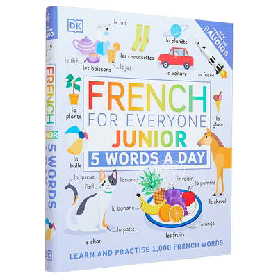 DK人人学法语青少版 每天5个单词 配在线音频 French for Everyone Junior 5 Words a Day 小语种学习工具书插图词典【中商原